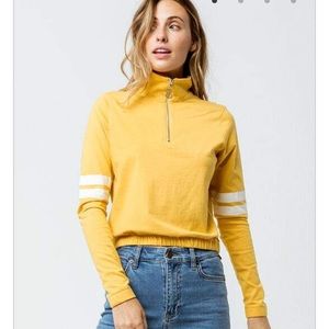 Full tilt yellow quarter zip stripe long sleeve